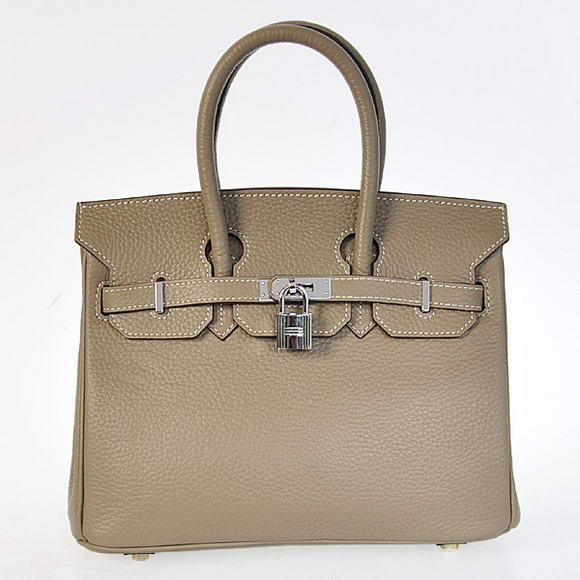 Super A Replica Hermes Birkin 25CM Tote Bags Togo Leather Dark Grey Silver 60799